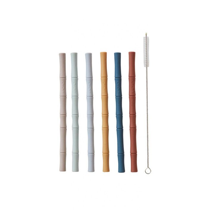 Bamboo Silicone Straw - Pack Of 6